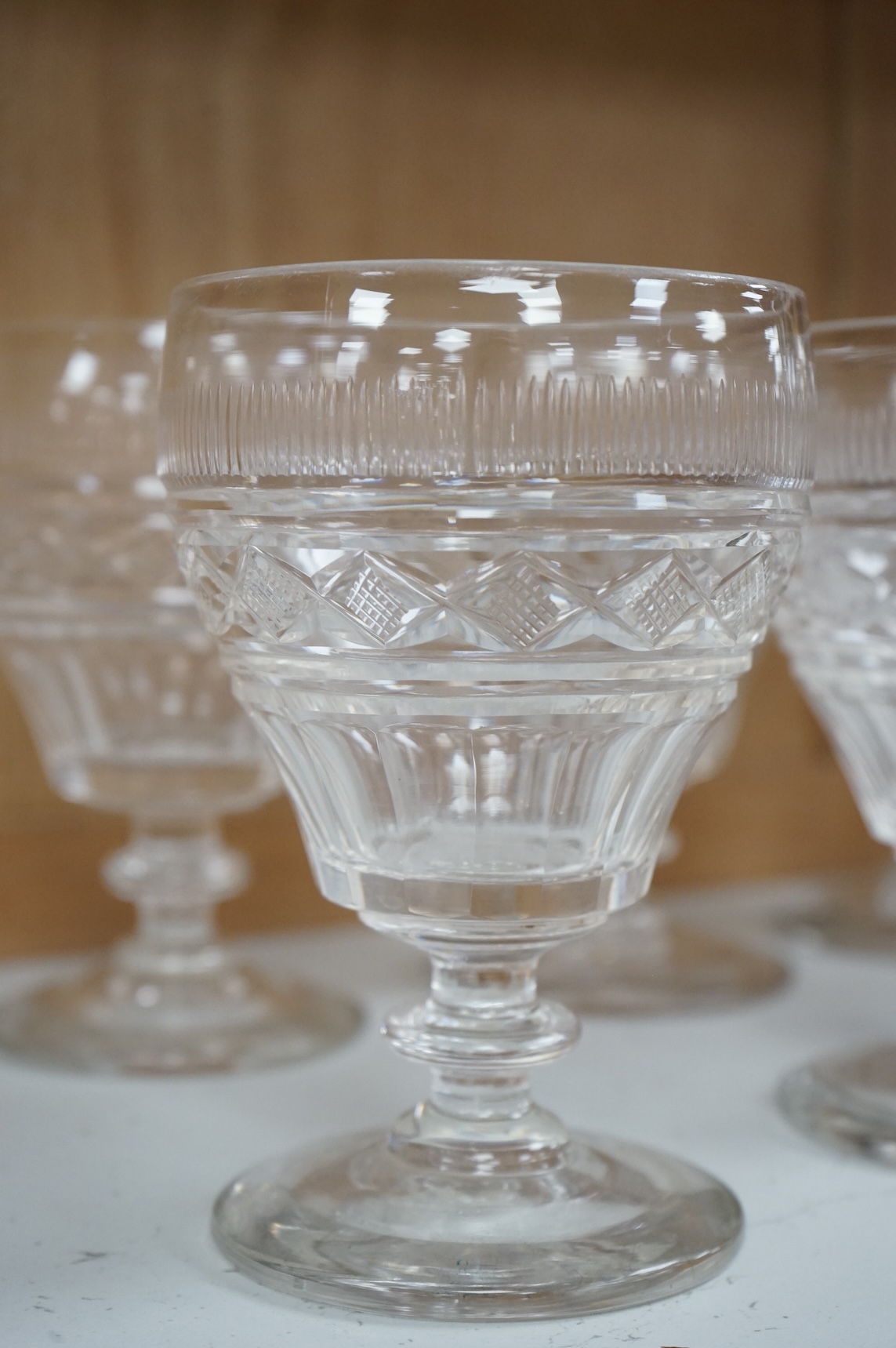 A set of six 19th century glass rummers, 16cm high